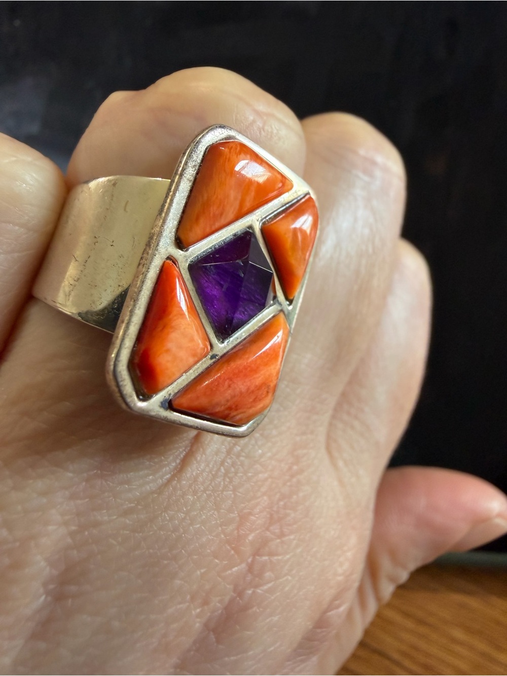 Vintage Jay King Mine Desert Rose Geometric Multi Stone Faceted Amethyst 7.5